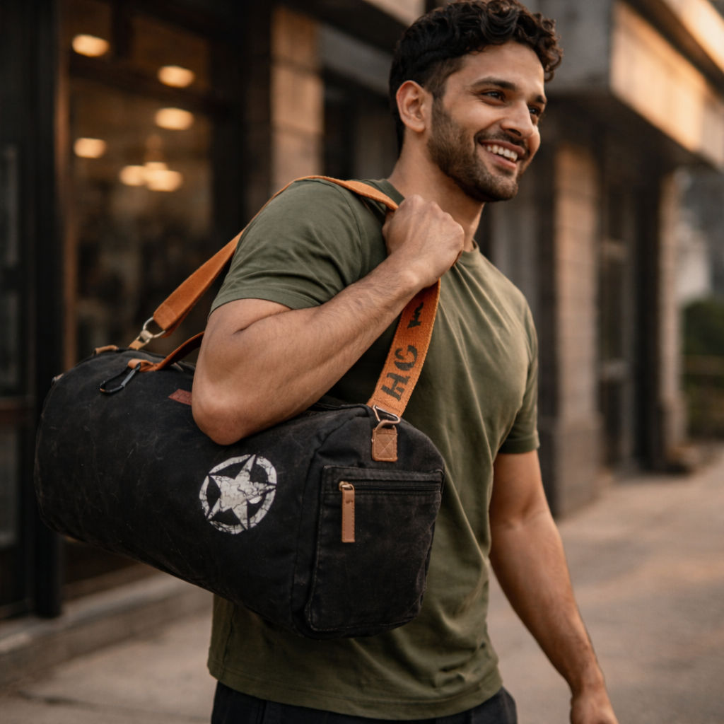 Black Unisex Travel Duffle Bag for Gym